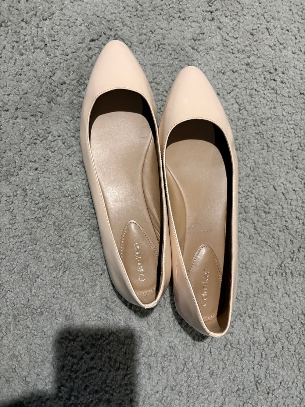 Calvin Klein Blush Pointed-Toe Ballet Flats